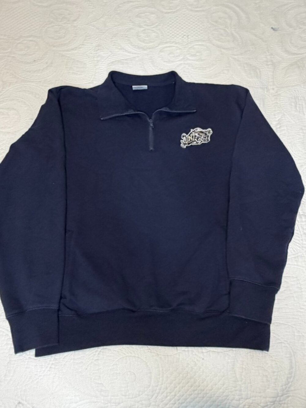 Navy Midshipmen Quarter Zip — Bill the Goat Mascot — Stadium Athletics M